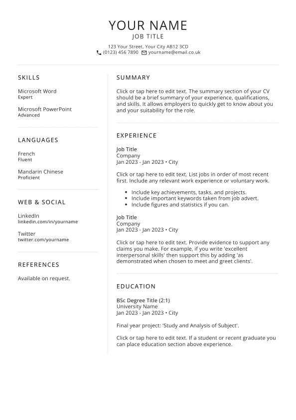 Elegant CV template.