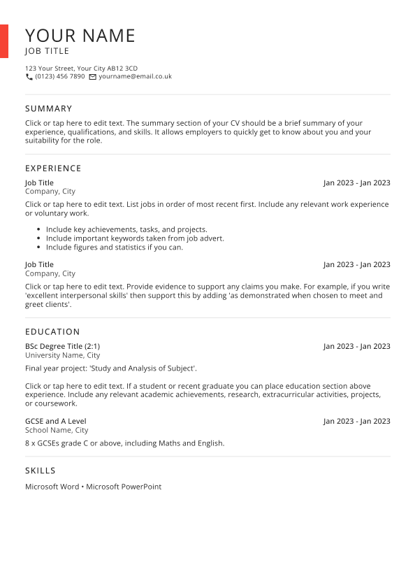 Basic CV template.