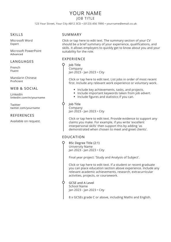 Compact CV template.
